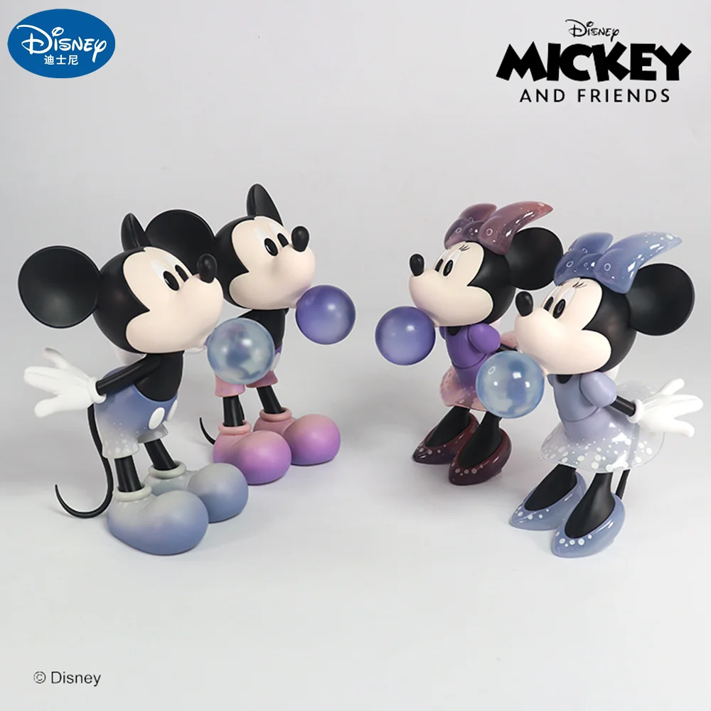

2023 Disney Kawaii Mickey Minnie Mouse Figure 15CM Trend Play Blow Bubble Mickey Room Decor Figurine Doll Ornament Birthday Gift