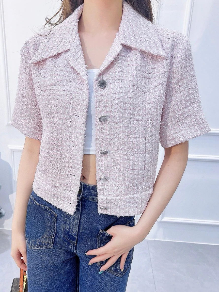 Spring Summer Fashion Single Breasted Short Sleeve Coat Female Tweed Jackets Elegant Ladies Jacket Women Tops Chaqueta Mujer
Spring Summer Fashion Single Breasted Short Sleeve Coat Female Tweed Jackets Elegant Ladies Jacket Women Tops Chaqueta Mujer