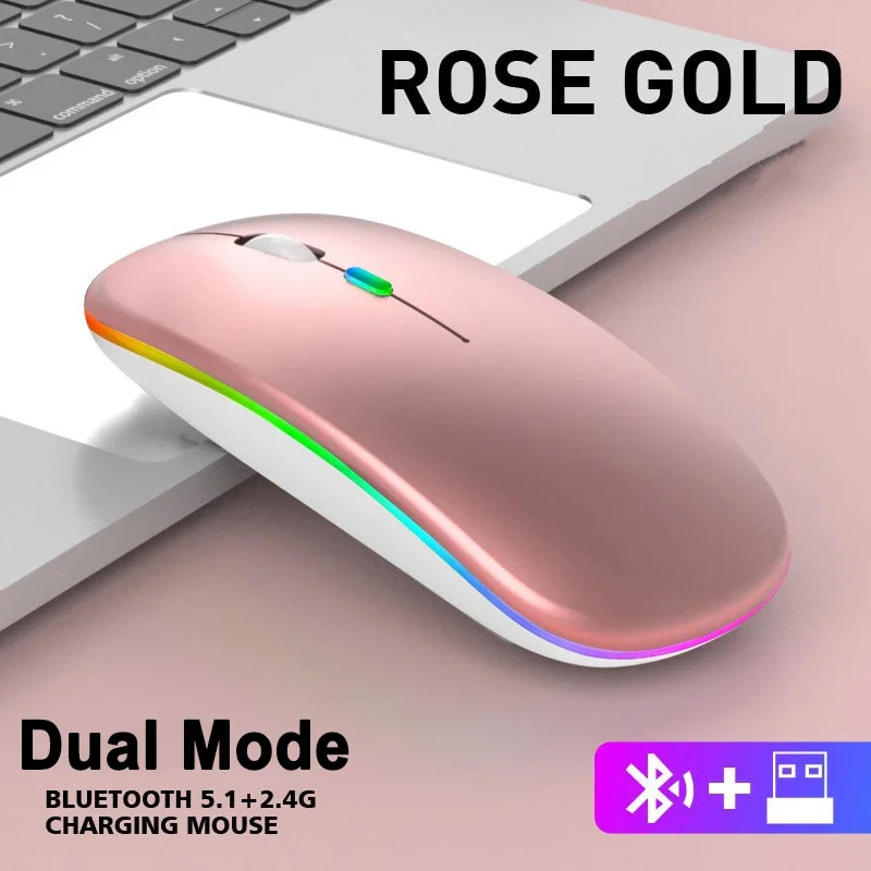 

Wireless Mouse Bluetooth--compatible RGB Rechargeable Mouses Wireless Computer Silent Mice LED Backlit Ergonomic Gaming Mouse