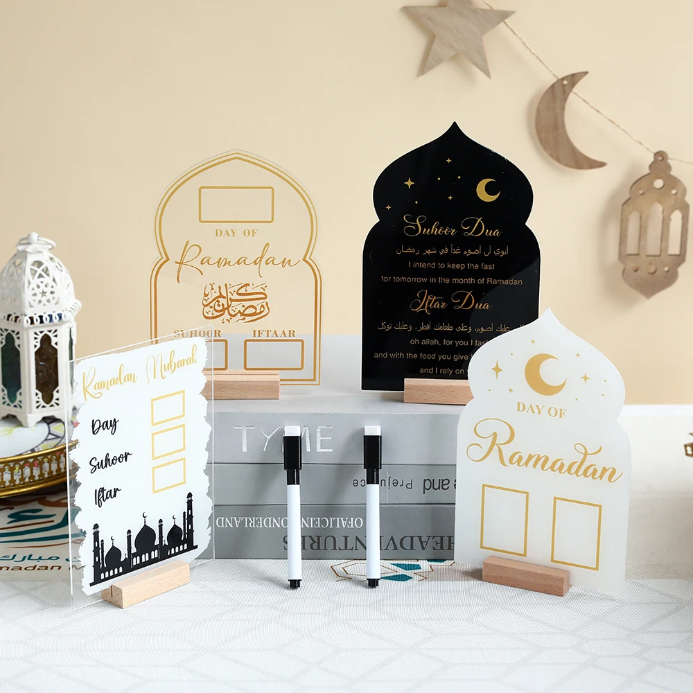 

Acrylic Ramadan Calendar Board Wooden Base Table Ornament Eid Mubarak Advent Day Suhoor Iftaar Countdown Gifts Home decor 2024