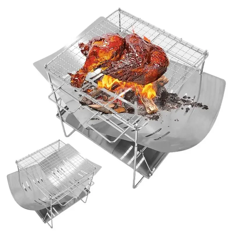 Camping Folding Campfire Charcoal BBQ Grill Stainless Steel Barbecue Net Card Type Firewood Stoves Mini BBQ Rack Camping Stove
Camping Folding Campfire Charcoal BBQ Grill Stainless Steel Barbecue Net Card Type Firewood Stoves Mini BBQ Rack Camping Stove