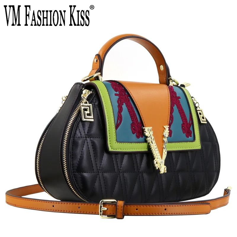 

VM FASHION KISS 2024 Ladies PU Handbag Female Shoulder Bag Diamonds Top Quality Crossbody Luxury Handbags Women Embroidery Bags