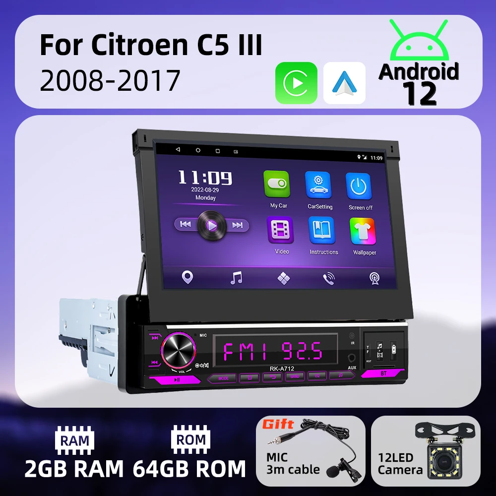 7" Retractable Screen 1 Din Android Radio for Citroen C5 III 2008-2017 Carplay Android Auto Car Multimedia Stereo Head Unit GPS
7" Retractable Screen 1 Din Android Radio for Citroen C5 III 2008-2017 Carplay Android Auto Car Multimedia Stereo Head Unit GPS