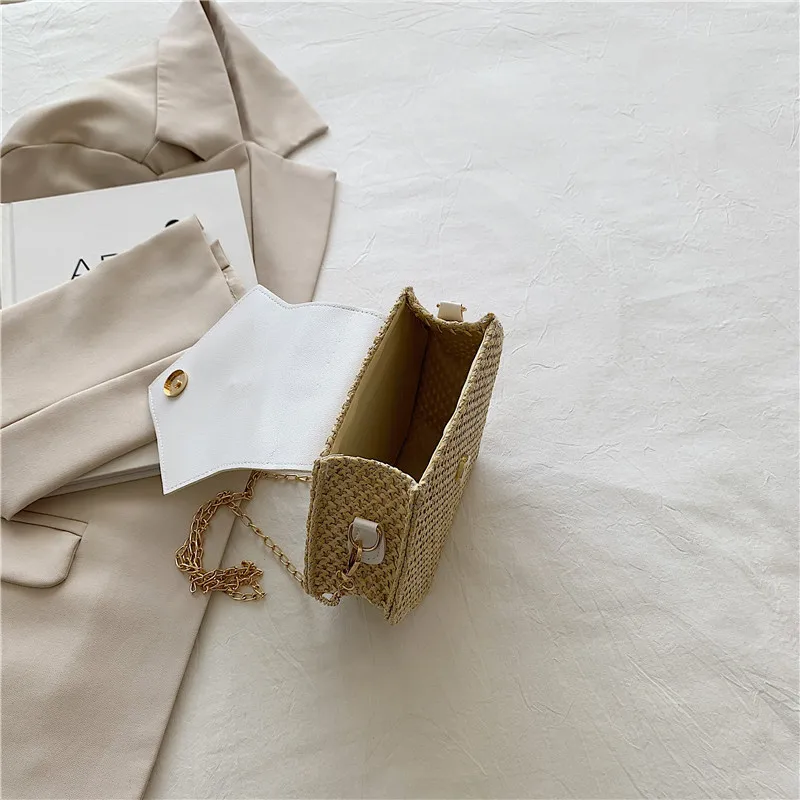 Hexagon Straw & Leather Handbag - Bohemian Woven Beach Shoulder Bag 40 Se75b2cf093374a18ba8509da49d118fa8