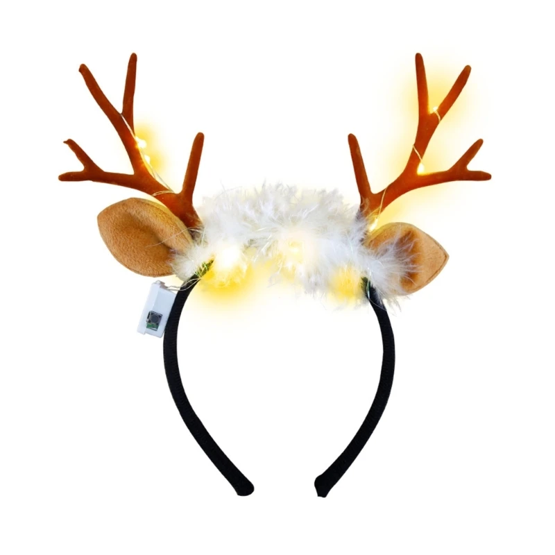 

LED Glowing Deer Horn Headband for Women Christmas Luminous Antler Hair Hoop Carnivals Party Hairband for Girls Cosplay N7YD