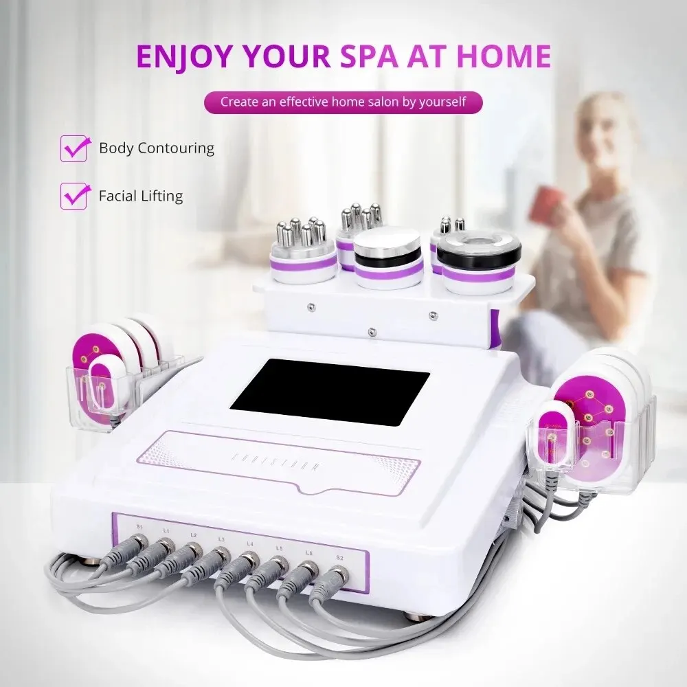 

Newest 6 In 1 40K Ultrasonic Cavitation Vacuum Radio Frequency Laser 8 Pads Lipo Laser Slimming Massage Beauty Machine Home Use