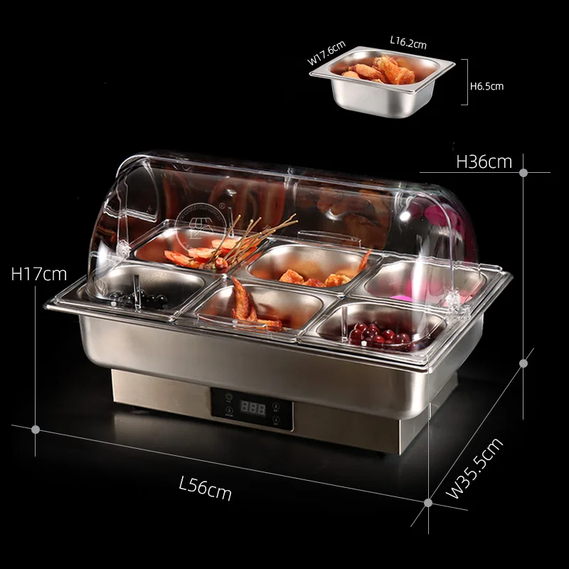 Stainless Steel Buffet Stove Six Grids with Lid Fireless Cooker Dustproof
Stainless Steel Buffet Stove Six Grids with Lid Fireless Cooker Dustproof