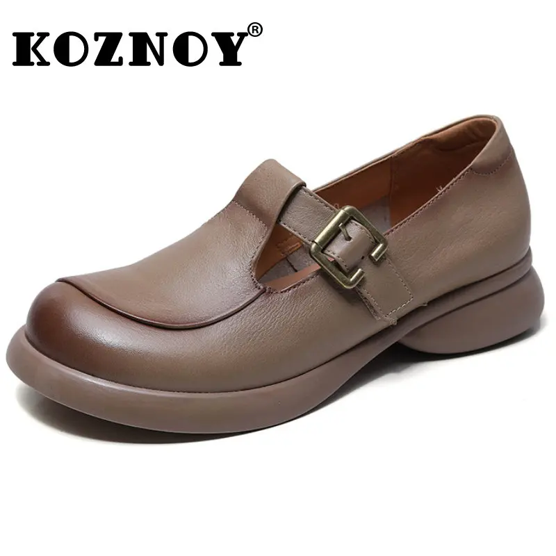 

Koznoy 3cm Ethnic Natural Cow Genuine Leather Summer Comfy Women Soft Flats Rubber Breathable Hook Moccasins Females Retro Shoes