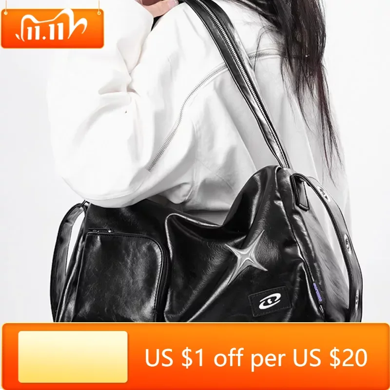 Винтажная Корейская сумка Y2k через плечо, женская сумочка в стиле гранж, дорожный тоут на молнии, чемодан на плечо для путешествий 
Винтажная Корейская сумка Y2k через плечо, женская сумочка в стиле гранж, дорожный тоут на молнии, чемодан на плечо для путешествий