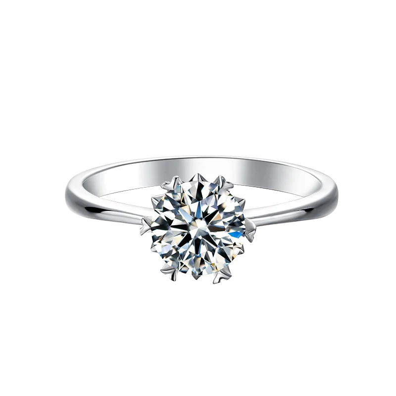 

Straight Arm Classic Snowflake Ring S925 Silver Plated Platinum 1 CT D Color Moissanite Diamonds Women's Rings Fine Jewelry
