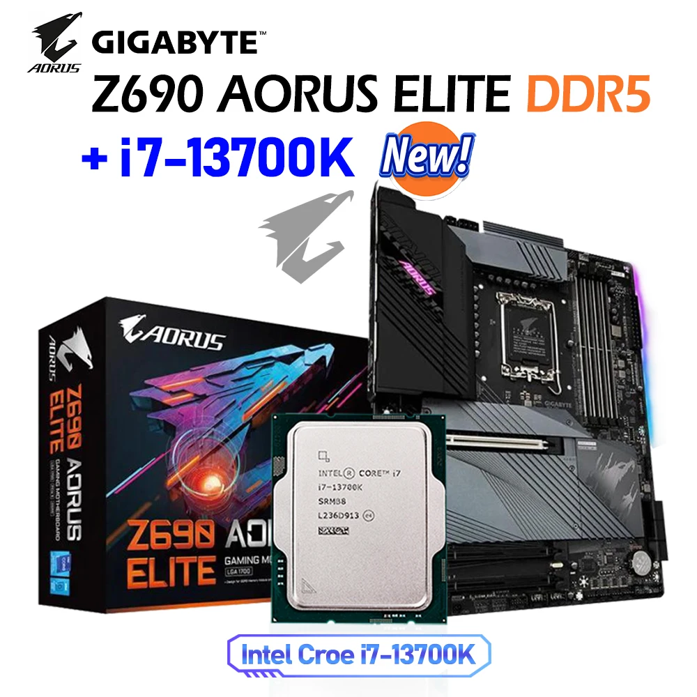Gigabyte LGA 1700 Motherboard Z690 With i7 13700K CPU Processors LGA 1700 Set Z690 AORUS ELITE DDR5 PCIe 5.0 D5 6000MHz(OC) ATX
Gigabyte LGA 1700 Motherboard Z690 With i7 13700K CPU Processors LGA 1700 Set Z690 AORUS ELITE DDR5 PCIe 5.0 D5 6000MHz(OC) ATX