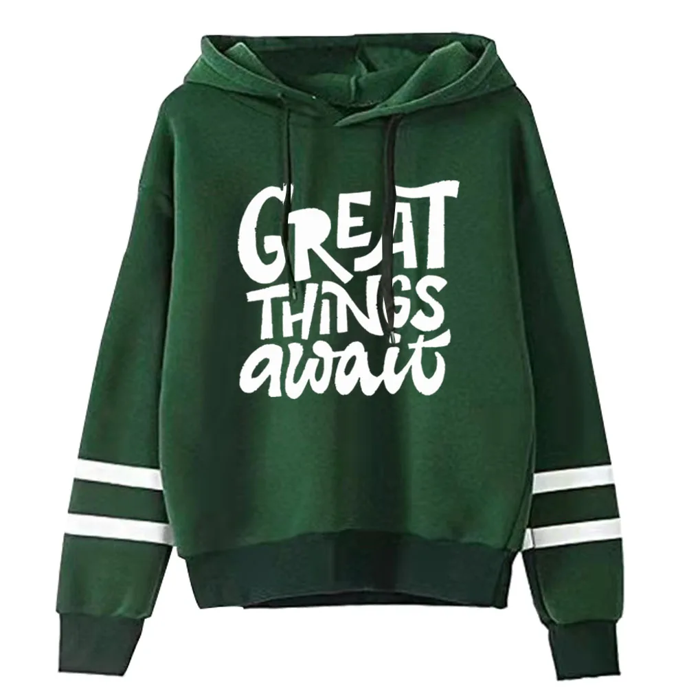Slogan Great Things Await Print Graphic Sweatshirts Streetwear Hoodie
Slogan Great Things Await Print Graphic Sweatshirts Streetwear Hoodie