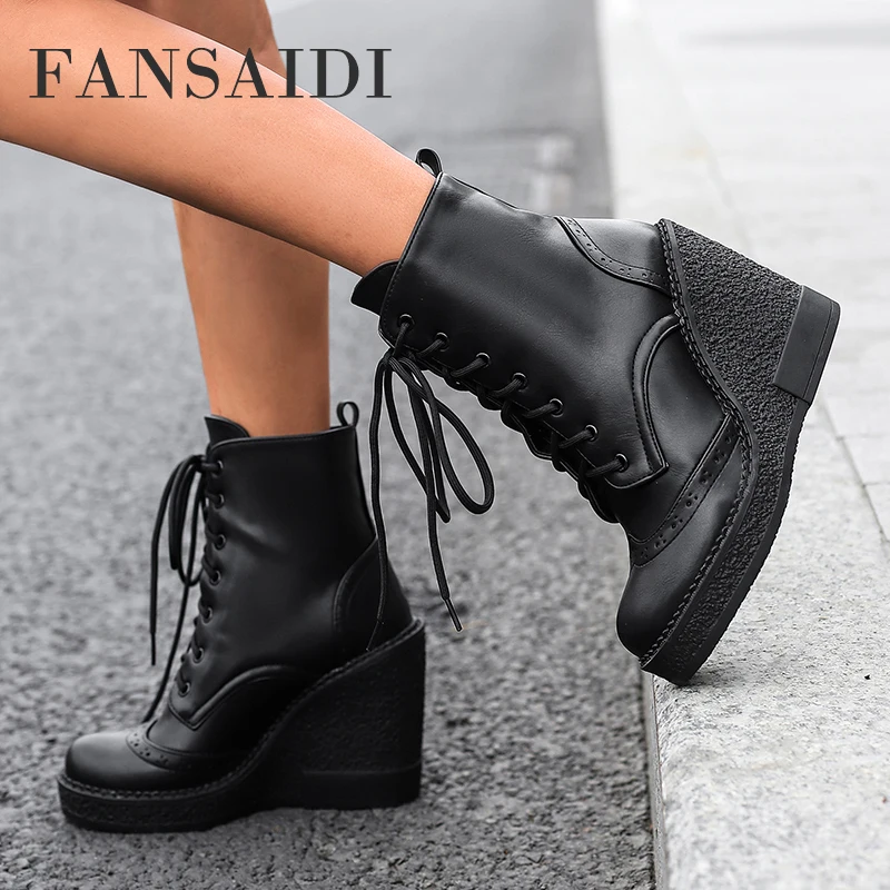 FANSAIDI 2023 Winter Ladies Boots Platform Cross Tied Short Ankle Boots Wedges High Heels Party Shoes New Big Size 41 42 43 44
FANSAIDI 2023 Winter Ladies Boots Platform Cross Tied Short Ankle Boots Wedges High Heels Party Shoes New Big Size 41 42 43 44