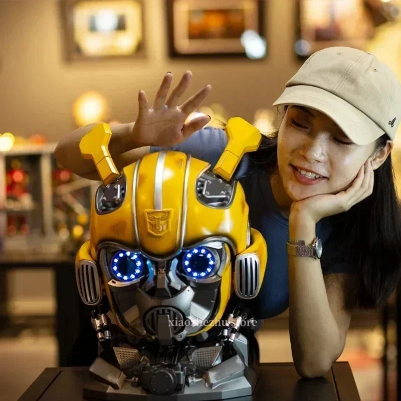 

Anime Transformers Bumblebee 1:1 Helmet Genuine Fiugre Wearable Face Changing With Speakers Model Doll Decor Toy Christmas Gifts