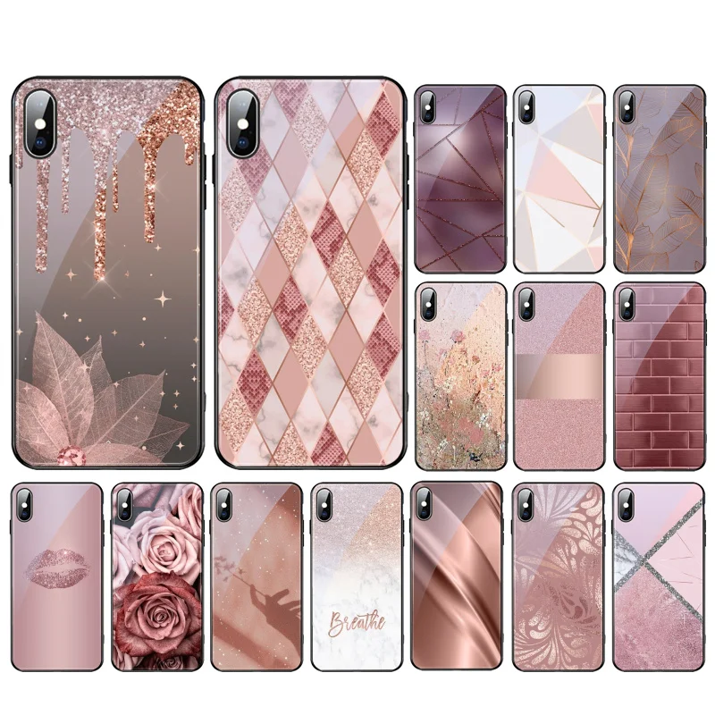 Rose Gold Glass phone case For iphone 15 14 13 Pro Max 12 11 Pro Max XS Mobile Phone Case Funda
Rose Gold Glass phone case For iphone 15 14 13 Pro Max 12 11 Pro Max XS Mobile Phone Case Funda