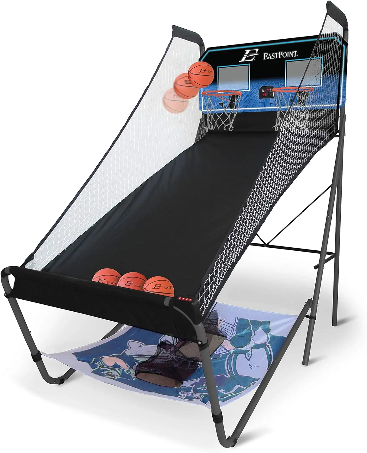 

3-in-1 Shoot, Pitch and Pass Indoor Basketball Hoop, Football and Pitch Gaming Center - Multi- Machines for Home & Room