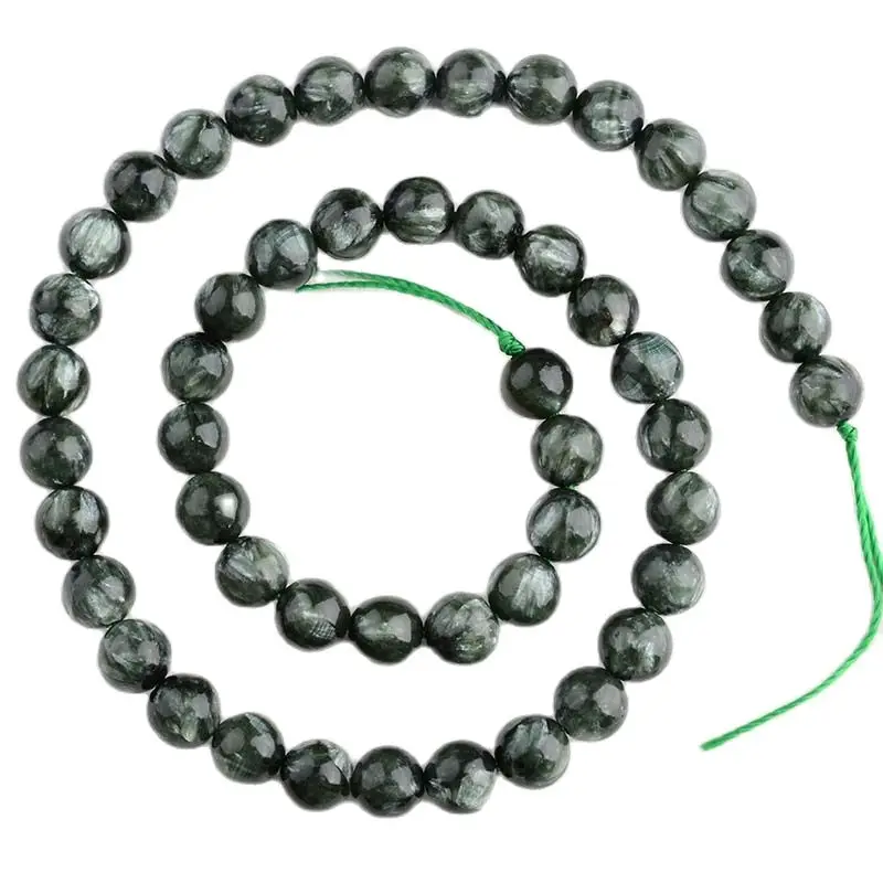 

8.5mm Natural Top Grade precious russian Seraphinite stone beads For DIY necklace bracelet jewelry making 15 "free delivery
