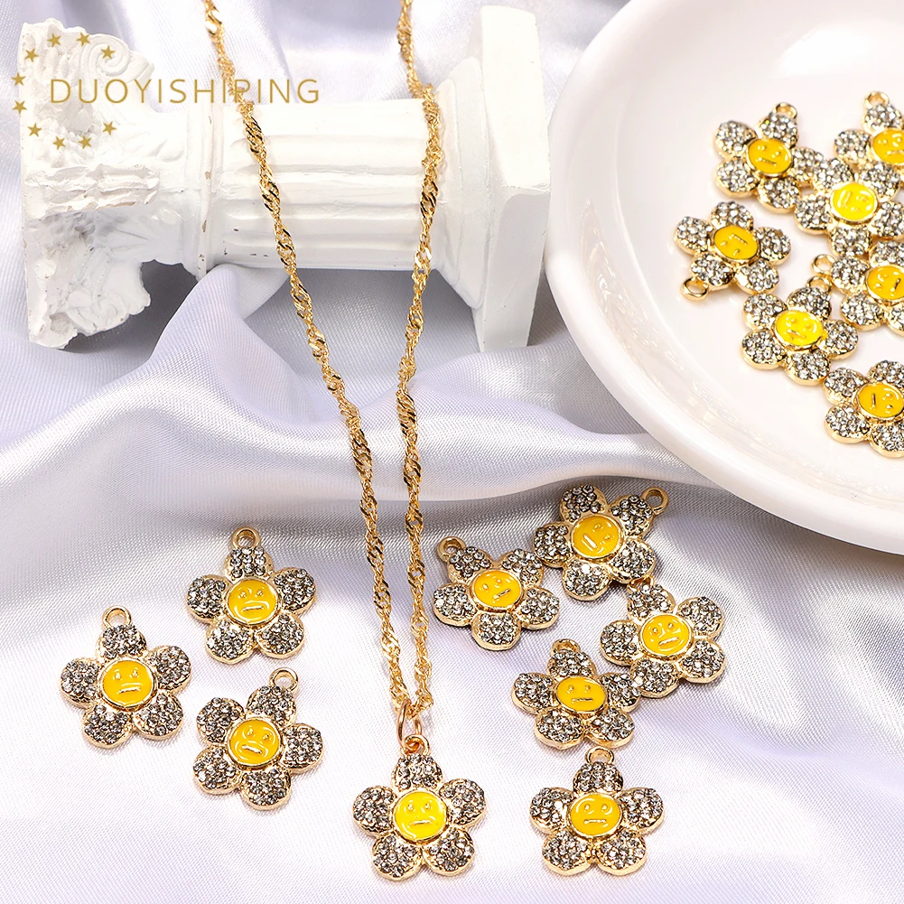 10Pcs 15X15mm New Pendants Shiny Crystal Gold Color Expression Flower Charms For Making Women Cute Necklace Earrings Jewelry DIY
10Pcs 15X15mm New Pendants Shiny Crystal Gold Color Expression Flower Charms For Making Women Cute Necklace Earrings Jewelry DIY