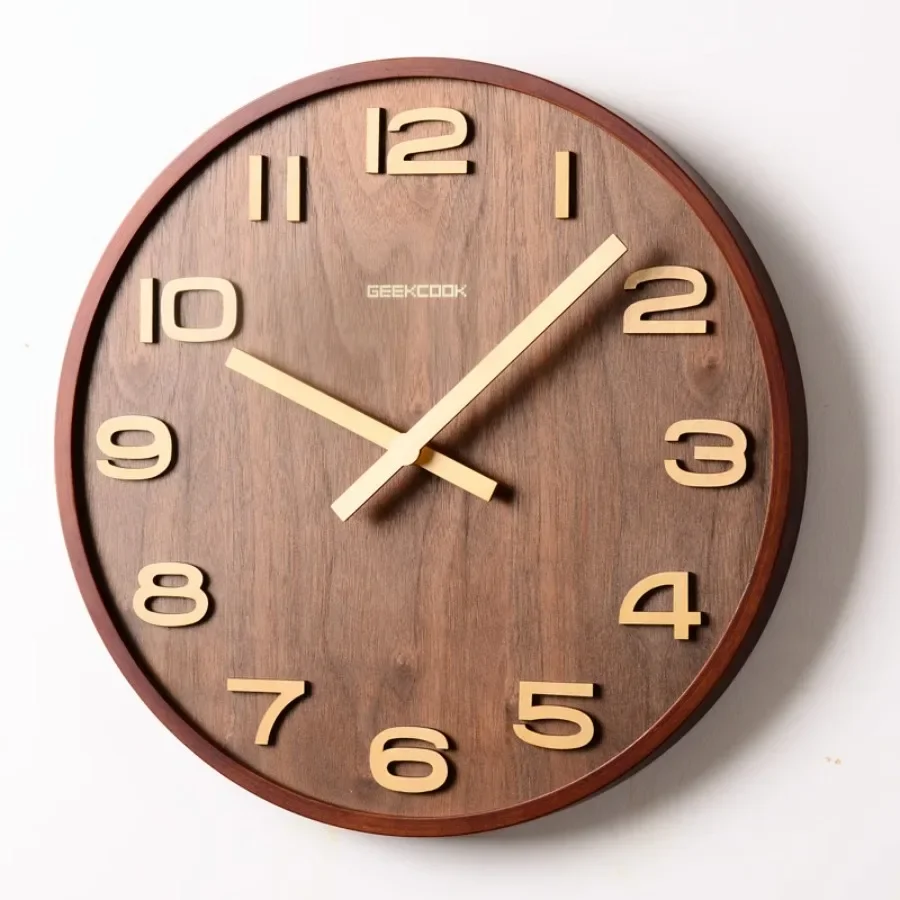 

Classic Living Room Wall Clock Pieces Hand Gift Wall Clock Home Wood Round Modern Designer Silent Bedroom Nordic Saat Home Decor