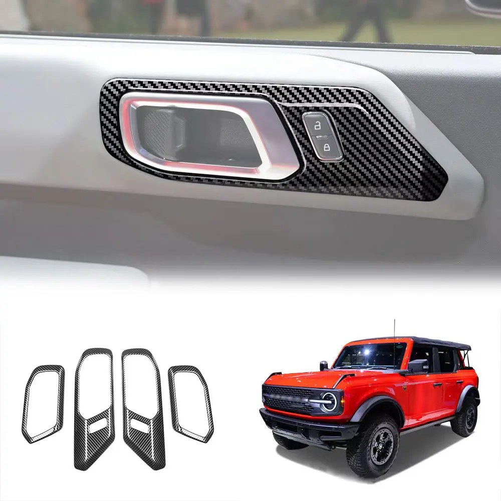 Car Inner Door Handle Frame Cover Trim Sticker Carbon Fiber ABS Interior Accessories For Ford Bronco 2021 2022 2023 
Car Inner Door Handle Frame Cover Trim Sticker Carbon Fiber ABS Interior Accessories For Ford Bronco 2021 2022 2023