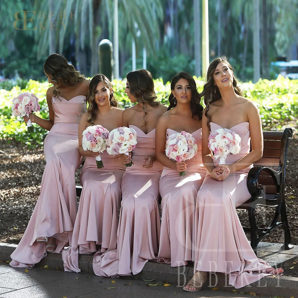 

Blush Satin Guest Wedding Dresses for Bridesmaids Sweetheart Dress for Wedding Party Formal Elegant Gowns Bridesmaid Robes Woman