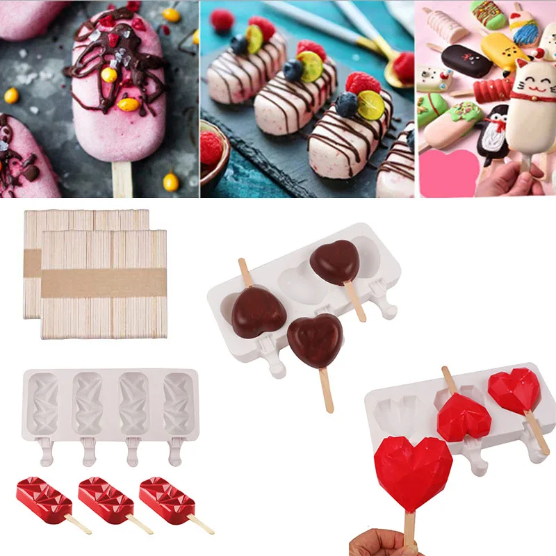 Homemade Food Grade Silicone Ice Cream Molds 4 Cavity Ice Lolly Moulds Freezer Ice Cream Bar Molds Maker with Popsicle Sticks
Homemade Food Grade Silicone Ice Cream Molds 4 Cavity Ice Lolly Moulds Freezer Ice Cream Bar Molds Maker with Popsicle Sticks