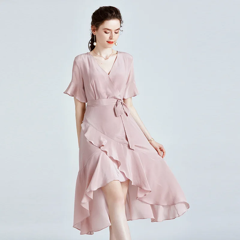 Mulberry silk dress 2022 new women's dress lady office slim temperament versatile irregular pure silk skirt pink color
Mulberry silk dress 2022 new women's dress lady office slim temperament versatile irregular pure silk skirt pink color