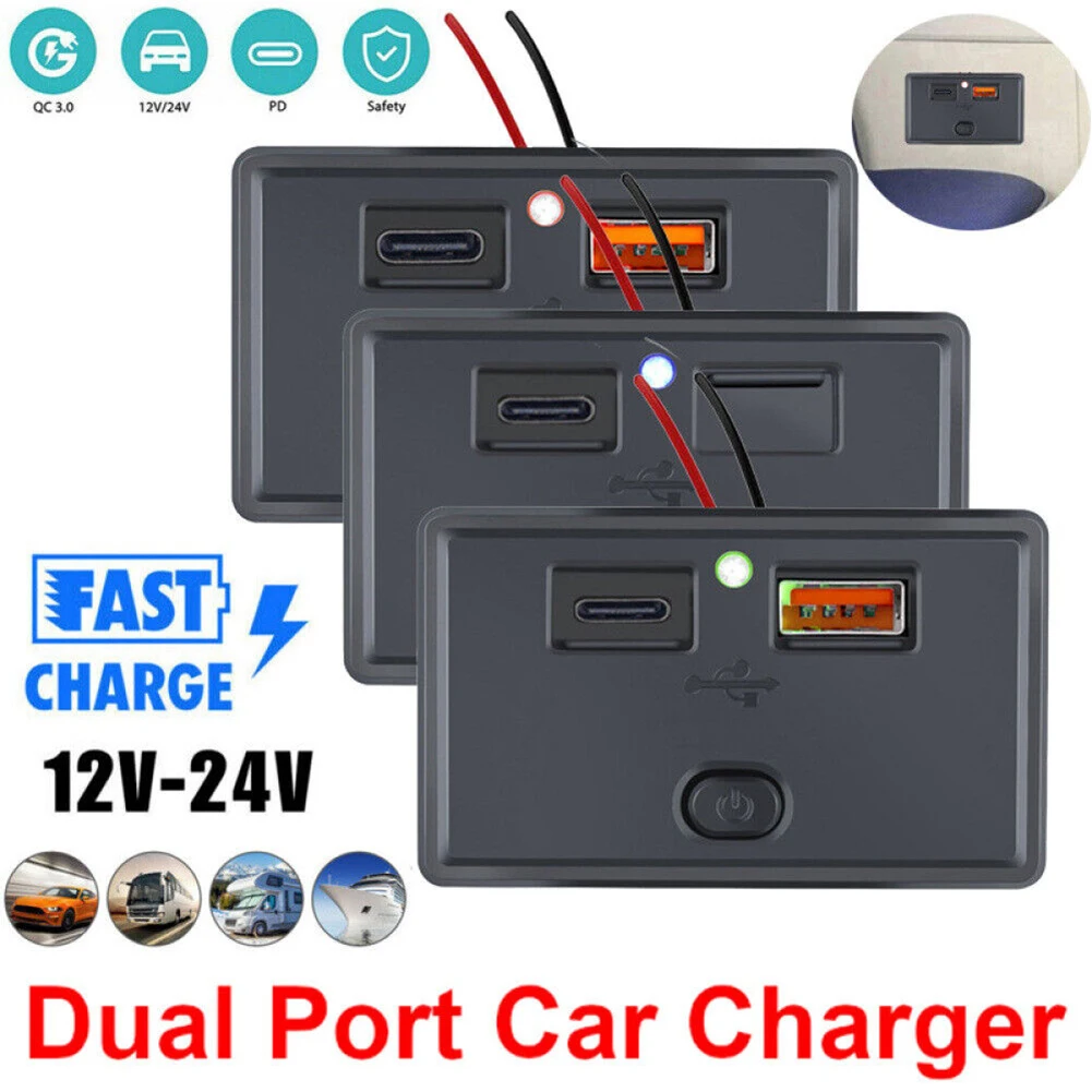Car Dual USB Charger Upgrade Socket Power Outlet Adapter Dual USB PD QC3.0 Charge For RV/Camper/Boat Car Electronics Accessory
Car Dual USB Charger Upgrade Socket Power Outlet Adapter Dual USB PD QC3.0 Charge For RV/Camper/Boat Car Electronics Accessory