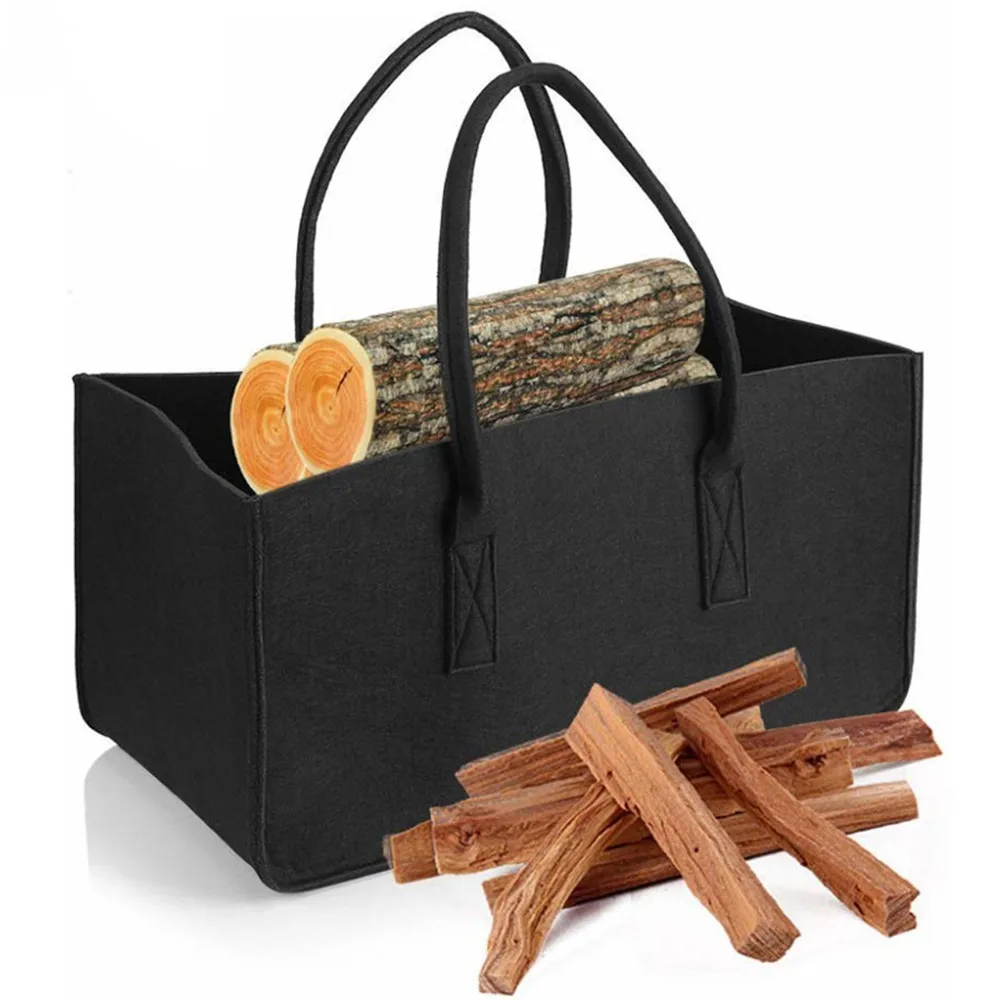 

Felt Storage Bag Fireplace Wood Organizer Bags Shopping Basket Magazine Rack Firewood Pocket Home Storage Bags Holder