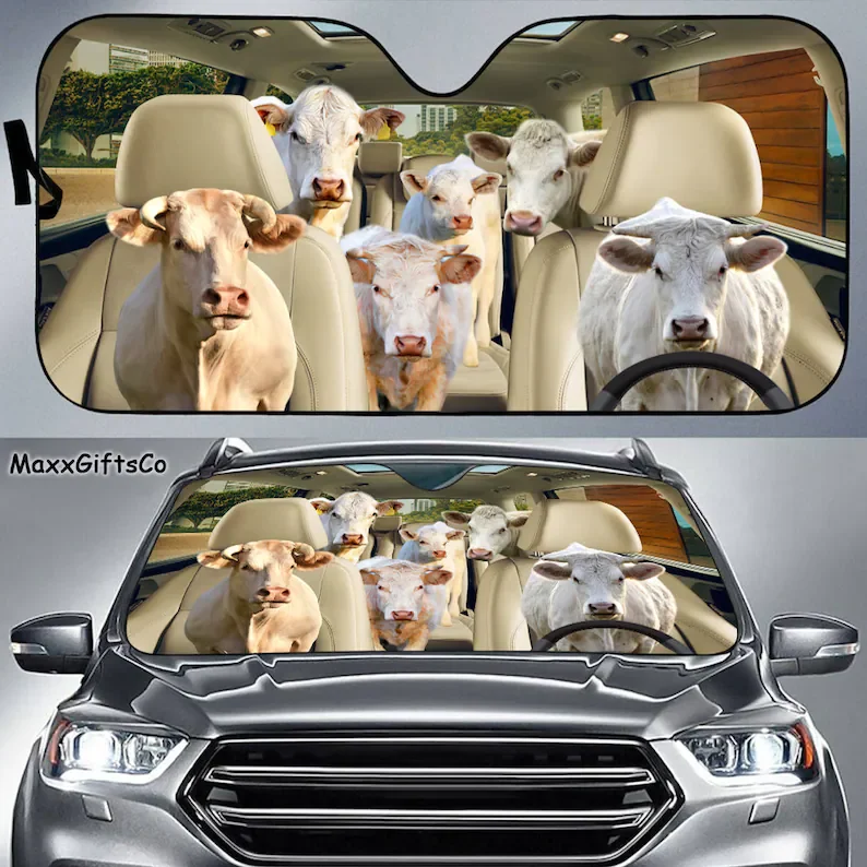 

Charolais Car Sun Shade, Charolais Windshield, Family Sunshade, Charolais Car Accessories, Car Decoration, Gift For Dad, Mom