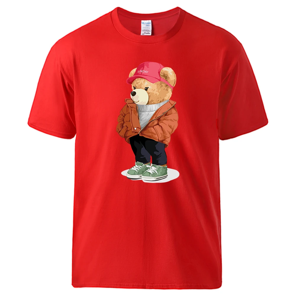 

Уличная мода, одежда медвежонка Тедди, хлопковые футболки с круглым вырезом, трендовая футболка, модная свободная футболка, винтажная универсальная рубашка