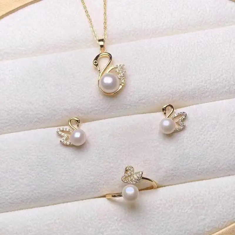 Luxury Fashion Freshwater Pearl Swan Banquet Party Jewelry Set for Women Charm Accessories Birthday Gift for Lover 4PCS/Set Luxury Fashion Freshwater Pearl Swan Banquet Party Jewelry Set for Women Charm Accessories Birthday Gift for Lover 4PCS/Set