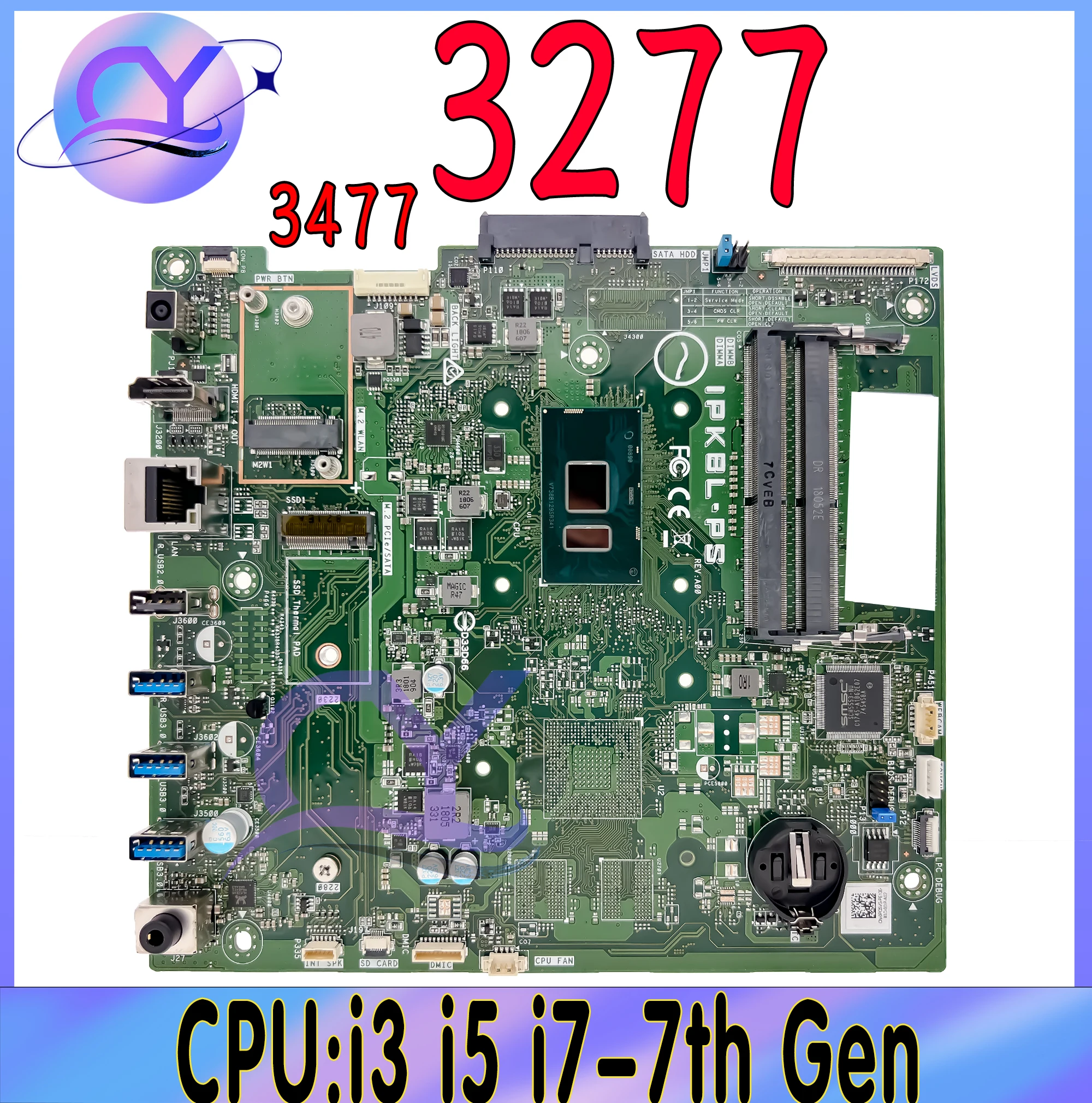 

IPKBL-PS Mainboard For Dell Inspiron 3277 3477 Laptop Motherboard With i3 i5 i7-7th Gen UMA DDR4 100% Test Ok