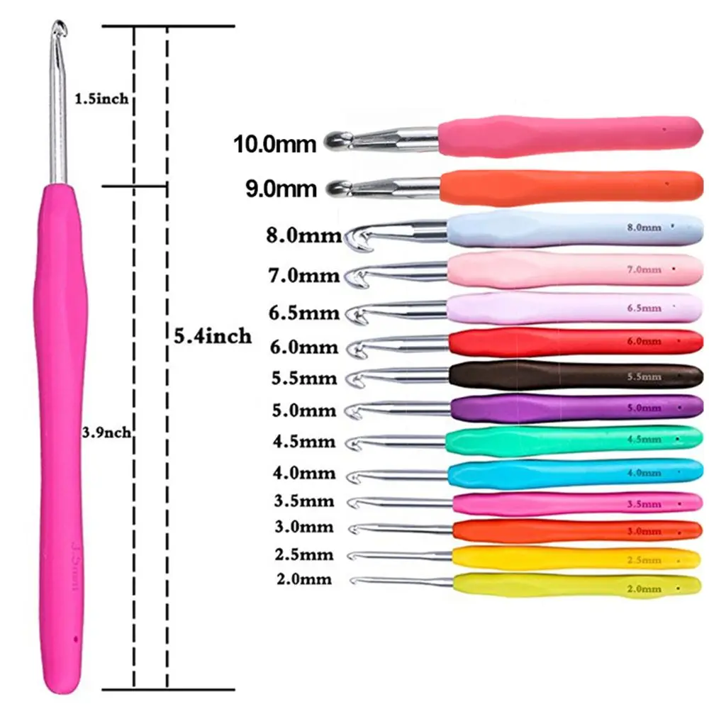 

2.0-10mm Aluminum Knitting Needles Soft Grip With Ergonomic Handle Crochet Hook Yarn Weave Crochet Needles DIY Craft Tools