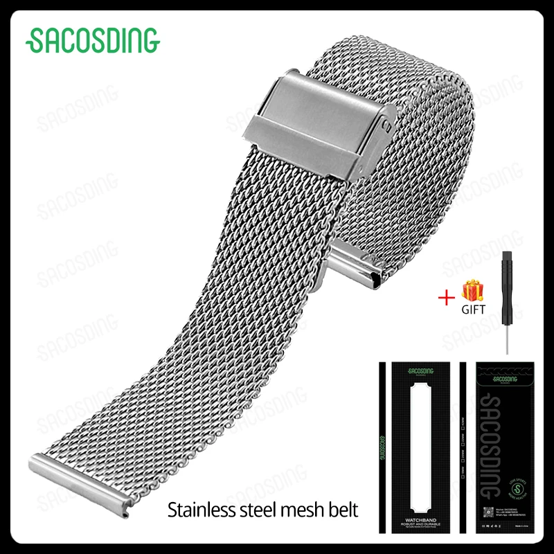 【SACOSDING】Watch Mesh Strape Solid Strap Mesh With Stainless Steel Watch Strap Safety Buckle Quick Release Switch Lug 0.8 Line
【SACOSDING】Watch Mesh Strape Solid Strap Mesh With Stainless Steel Watch Strap Safety Buckle Quick Release Switch Lug 0.8 Line