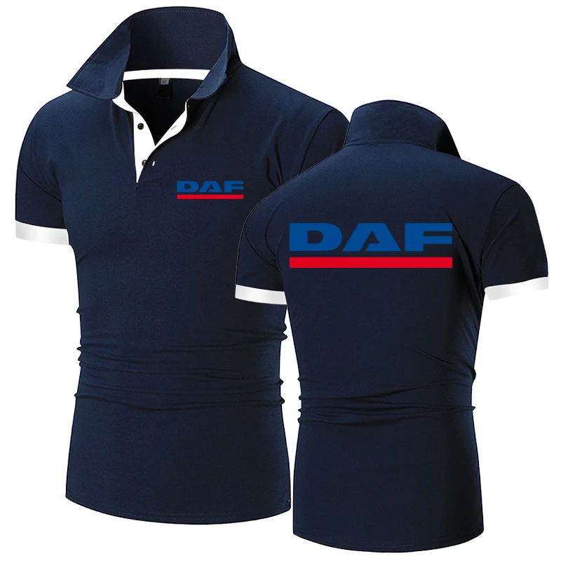 

Новинка 2023, мужская летняя дышащая хлопковая рубашка-поло с логотипом грузовика DAF TRUCKS COMPANY, повседневный деловой удобный топ с коротким рукавом
