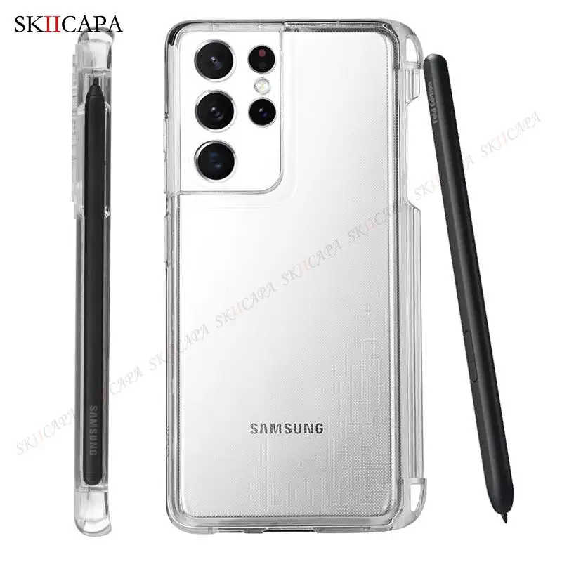 Прозрачный чехол для Samsung S21 Ultra 5G G9980 G998D G998U мягкий прозрачный со слотом ручки S-Pen |