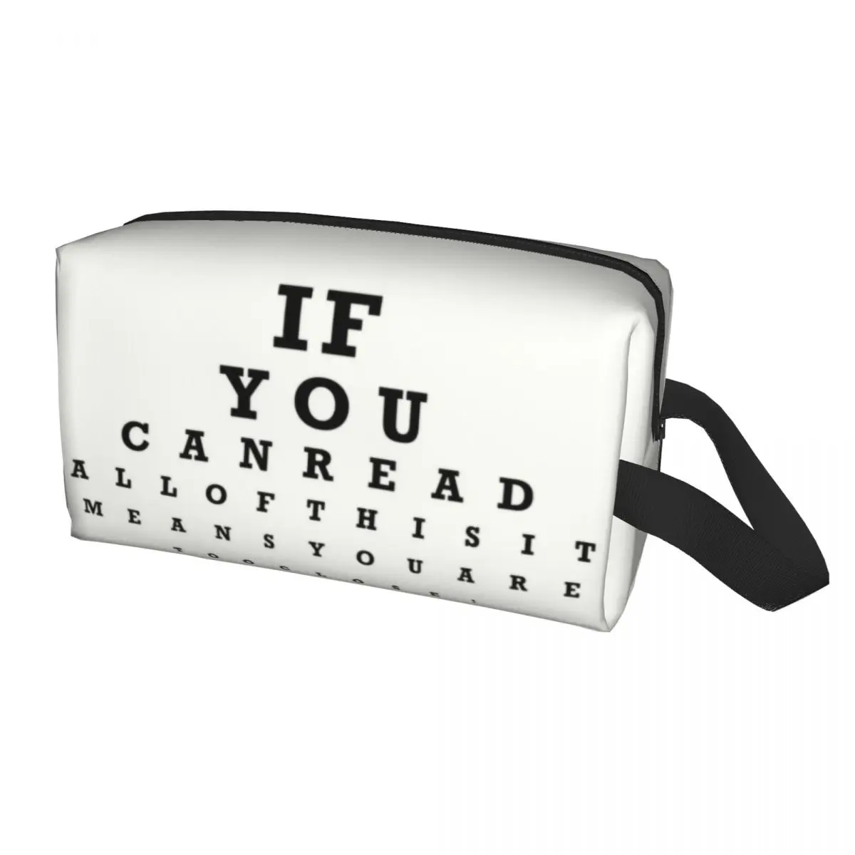 

Custom Funny Eye Test Toiletry Bag for Women Optician Optometrist Makeup Cosmetic Organizer Ladies Beauty Storage Dopp Kit Case