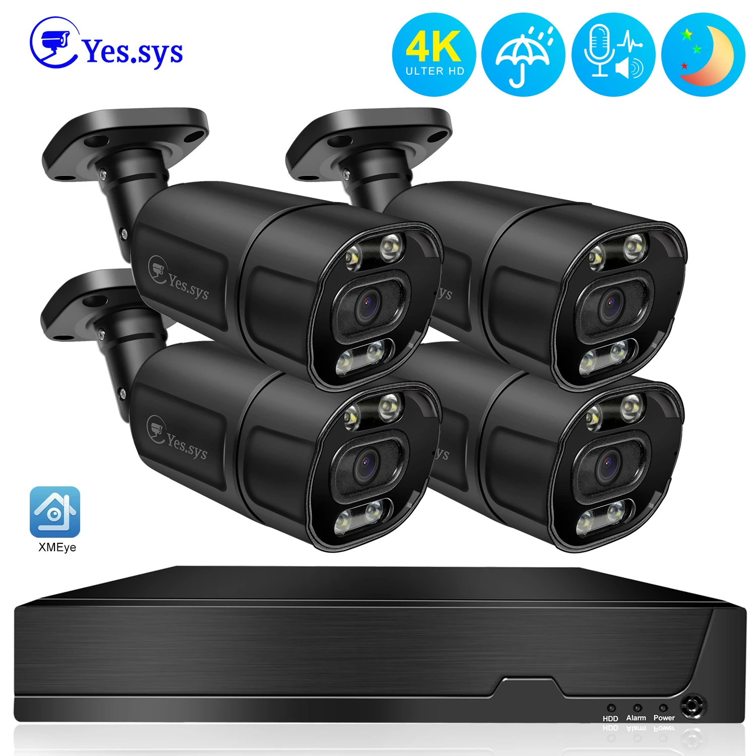 Eyes.sys 4pcs 8MP 4K ColorVu Dome Security Camera System 8CH POE NVR Two-Way Audio 2.8mm Lens Outdoor Security CCTV System
Eyes.sys 4pcs 8MP 4K ColorVu Dome Security Camera System 8CH POE NVR Two-Way Audio 2.8mm Lens Outdoor Security CCTV System