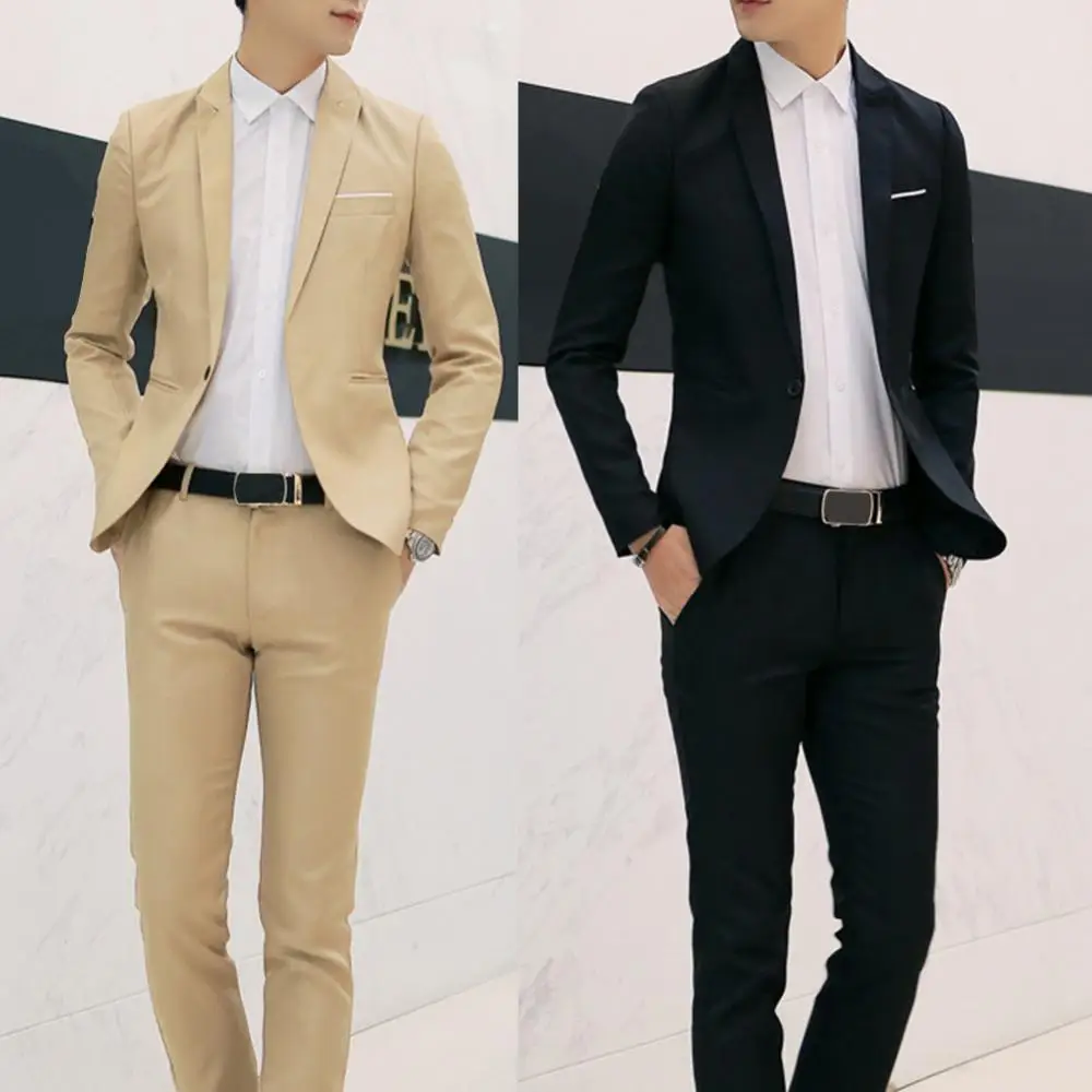 2Pcs Office Business Party Men Solid Color Lapel Long Sleeve Slim Blazer Pants Suit
2Pcs Office Business Party Men Solid Color Lapel Long Sleeve Slim Blazer Pants Suit