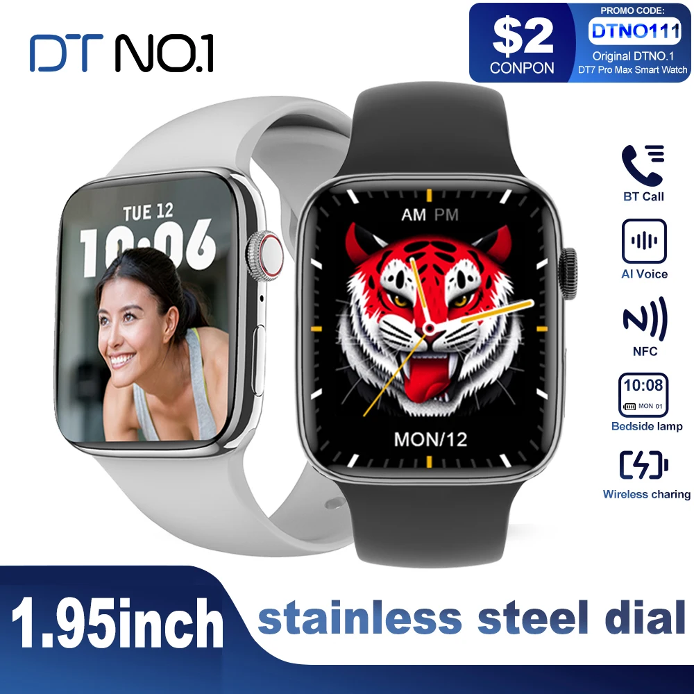 

Top DT7 Pro Max Stainless Steel Smart Watch Men 1.95'' HD Big Screen NFC Smartwatch Bluetooth Call Wireless Charging PK