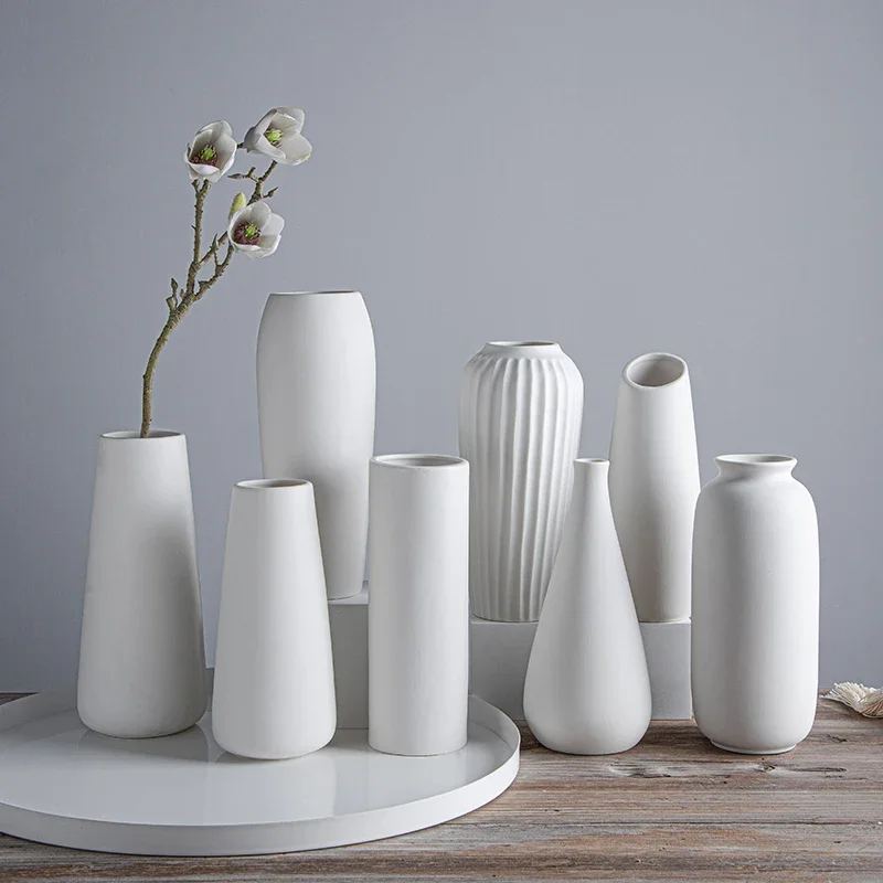 

Современная декоративная керамическая ваза для сушеных цветов, скандинавский Декор для дома, вазы для гидропонных растений, комнатные белые вазы для гидропоники, украшения