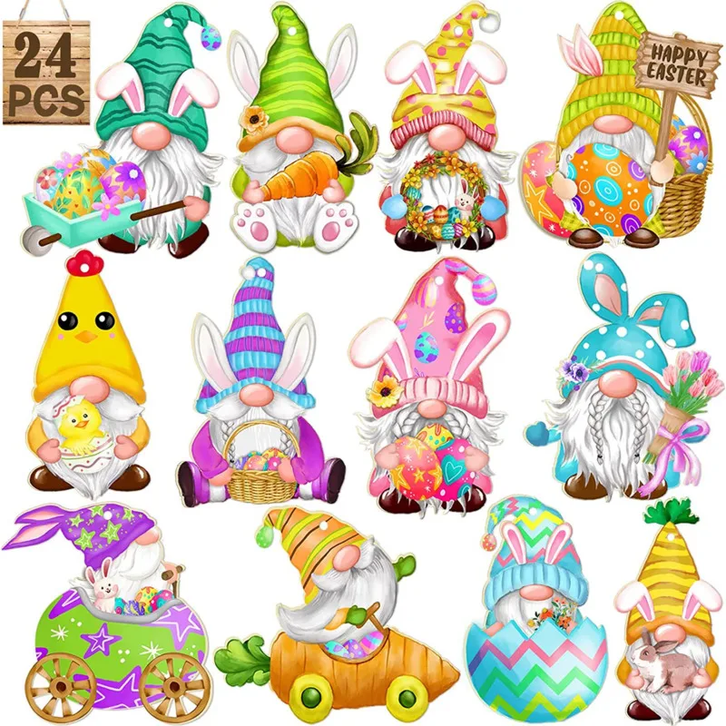 24Pcs Easter Wooden Diy Gnome Ornaments Faceless Bunny Elf Dwarf Hanging Pendant For Spring Easter Party Christmas Tree Decor
24Pcs Easter Wooden Diy Gnome Ornaments Faceless Bunny Elf Dwarf Hanging Pendant For Spring Easter Party Christmas Tree Decor