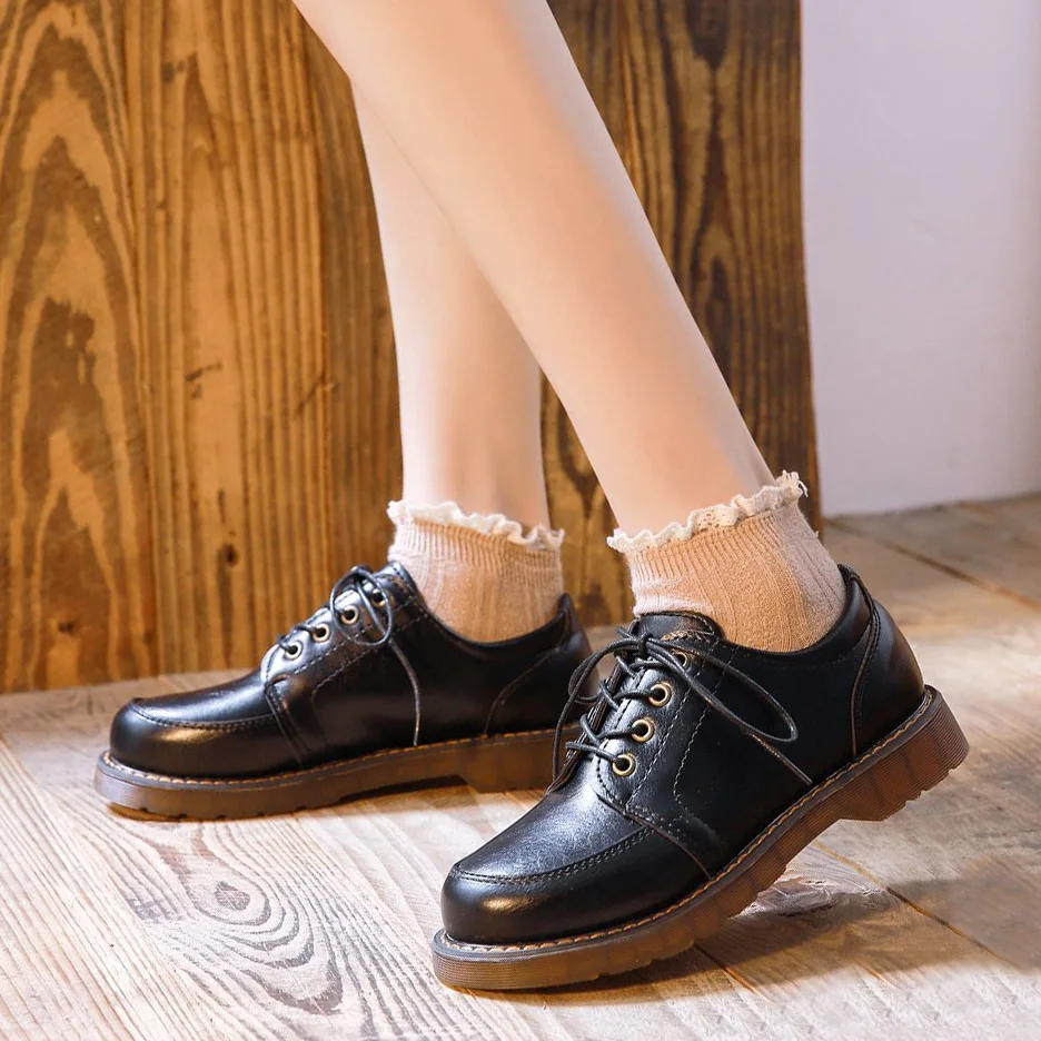 

Женские однотонные туфли из искусственной кожи, популярные женские оксфорды, женская обувь с круглым носком и прострочкой, удобная обувь в стиле "Лолита", 2022