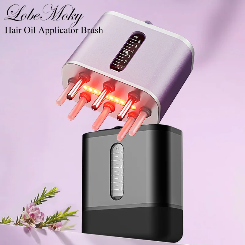 

Lobemoky 2024 Scalp Massager Cow Horn Massage Comb Red Light Essence Oil Applicator Promote Hair Growth Portable Hair Guid Comb