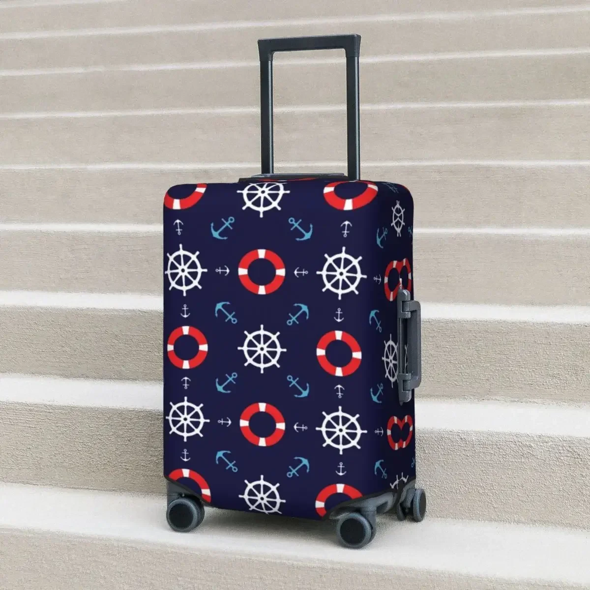 

Nautical Sailors Pattern Suitcase Cover Anchor Print Business Vacation Strectch Luggage Accesories Protector