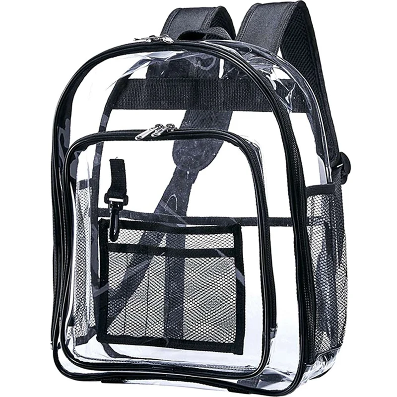 

3X Heavy Duty Clear Backpack,Security Transparent School Backpack,See Through Bookbag For Work, Security Check Travel
