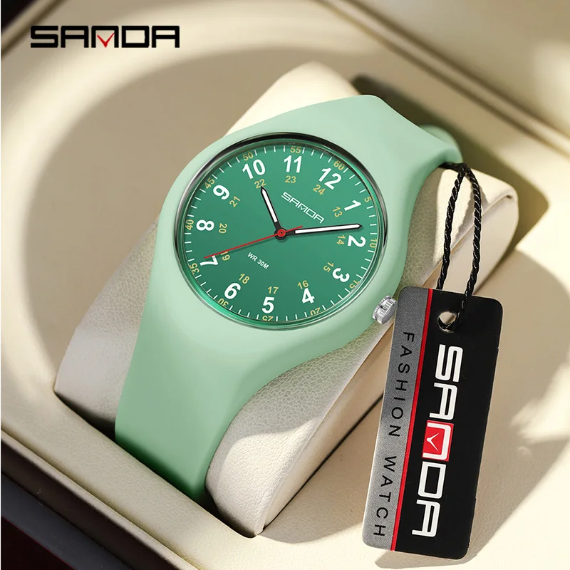 

SANDA 3253 New best-selling minimalist and fashionable student luminous waterproof silicone quartz watch, 30 meter waterproof