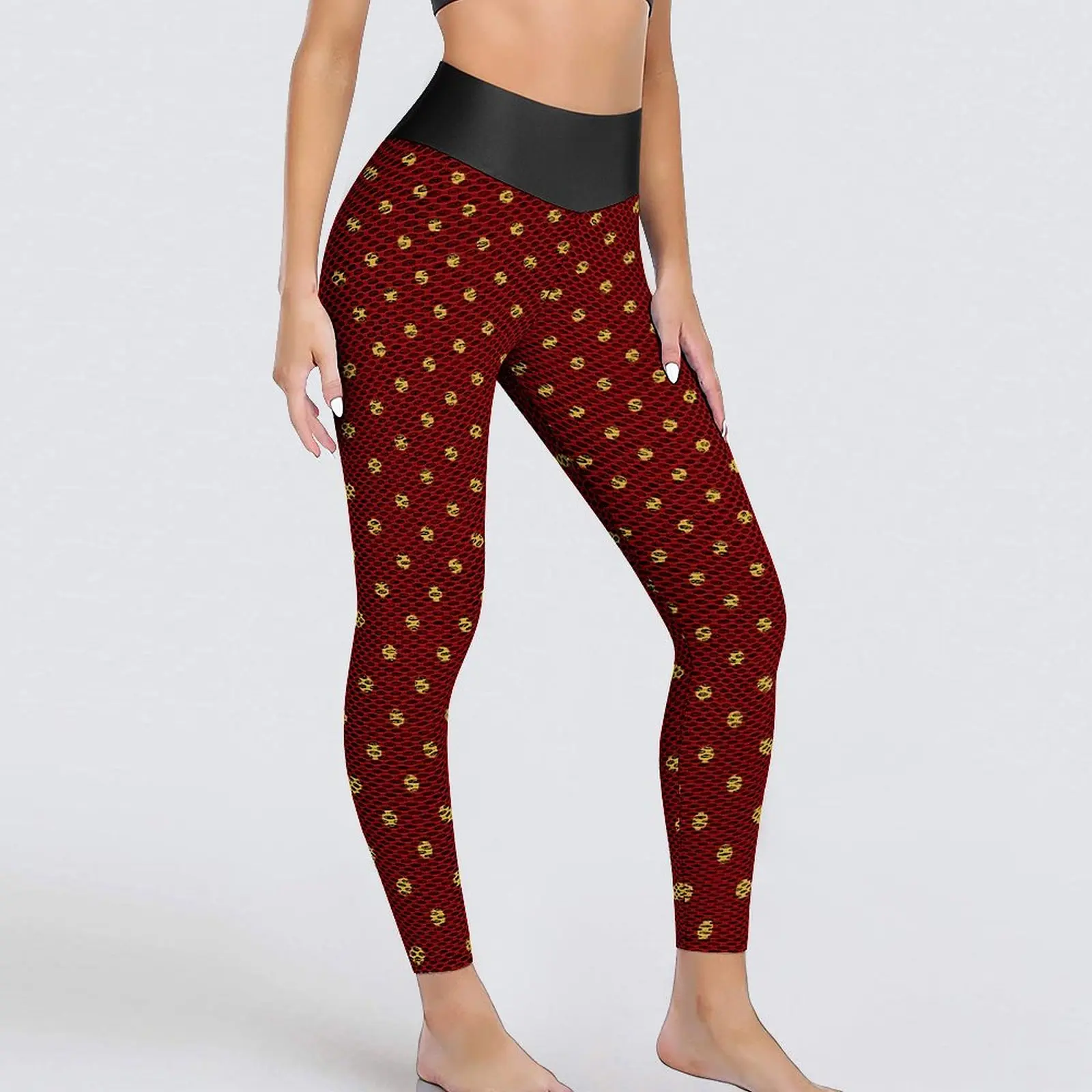 

Retro Gold Dot Leggings Festive Polka Dots Gym Yoga Pants Lady Push Up Funny Leggins Sexy Quick-Dry Printed Sports Tights