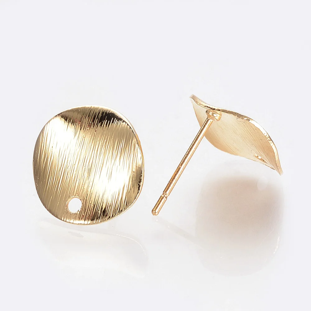 

50 шт. латунные текстурированные плоские круглые серьги-гвоздики для ушей с петлей Позолоченные из настоящего 18-каратного золота для женщин «сделай сам» модные серьги ювелирные изделия
